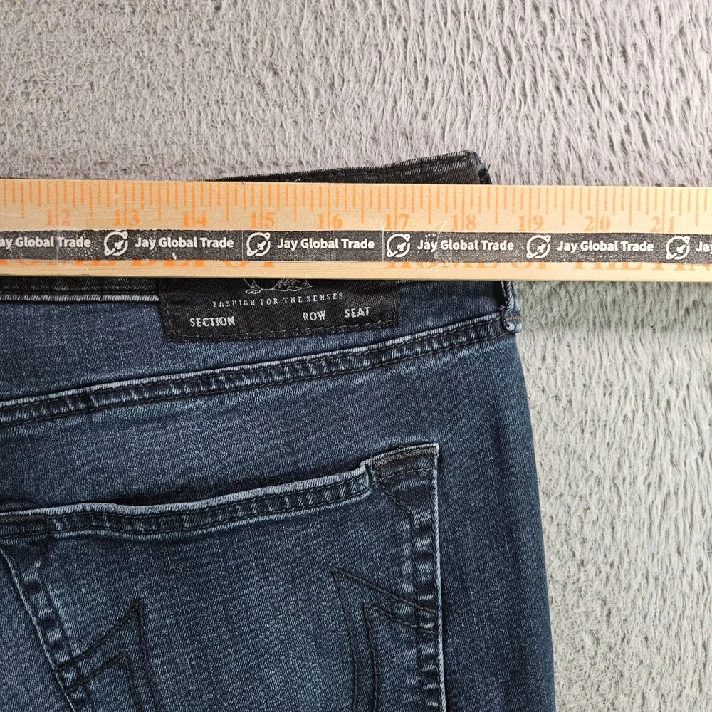 True Religion Rocco Relaxed Skinny Moto Jeans Blue Black 36x33